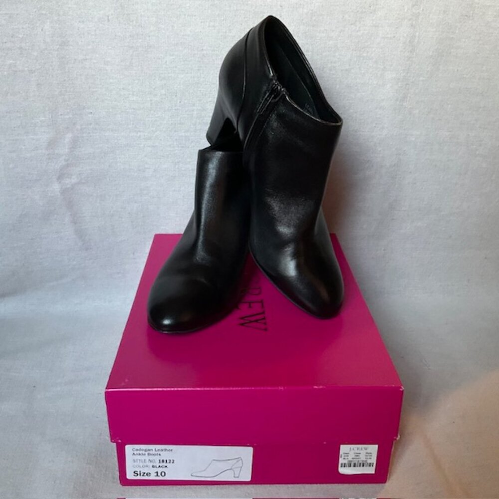 NWB* J Crew Women's Cadogan Leather Ankle Boots, Black, Sz 10